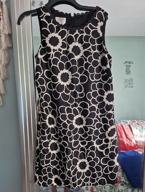 Talbots Black Dress with White Floral Pattern